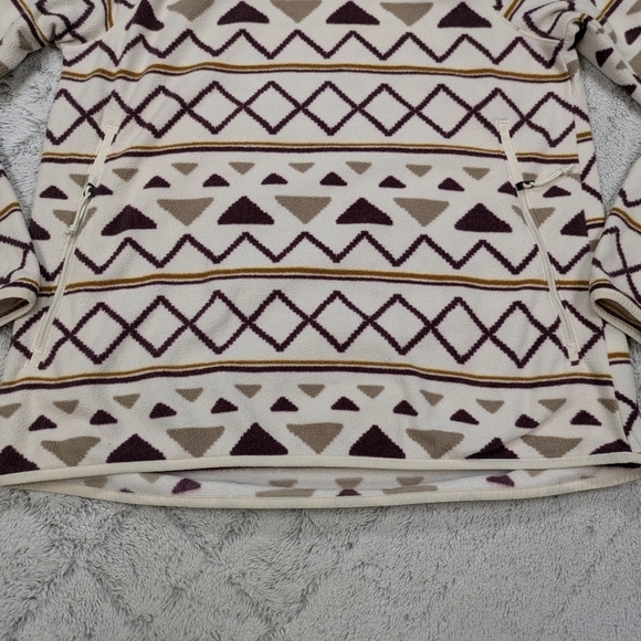 The North Face Jacket Women's M White Glacier Alpine Stripe Fleece Aztec Hoodie  - Picture 3 of 9